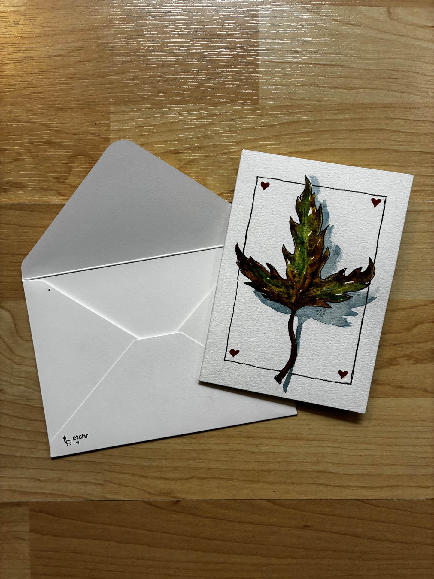 Vibrant Maple Leaf Watercolor Card – 4x6" - Urban Muse & Sultry Hues