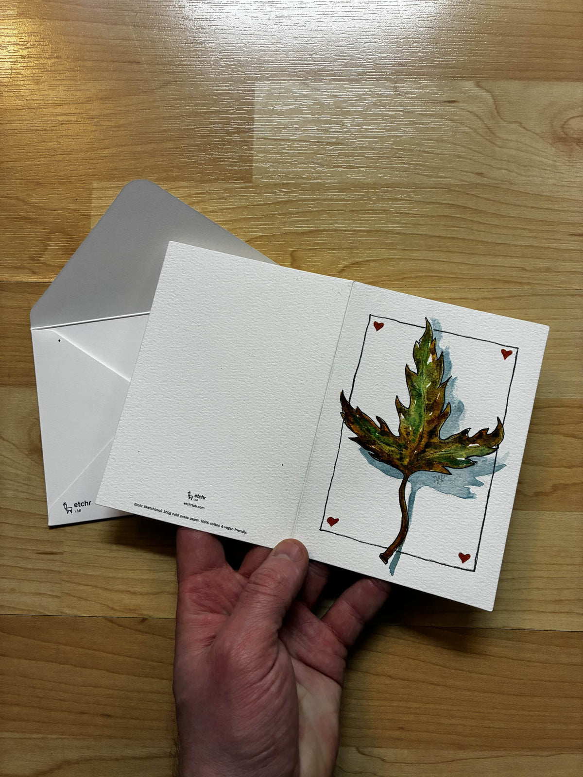 Vibrant Maple Leaf Watercolor Card – 4x6" - Urban Muse & Sultry Hues
