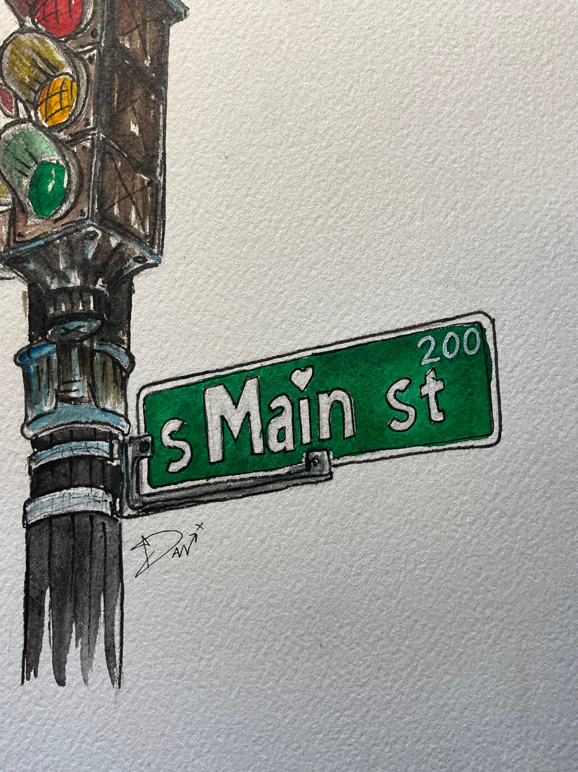 Vibrant Seattle Pioneer Square Stoplight Watercolor – 9x12 - Urban Muse & Sultry Hues