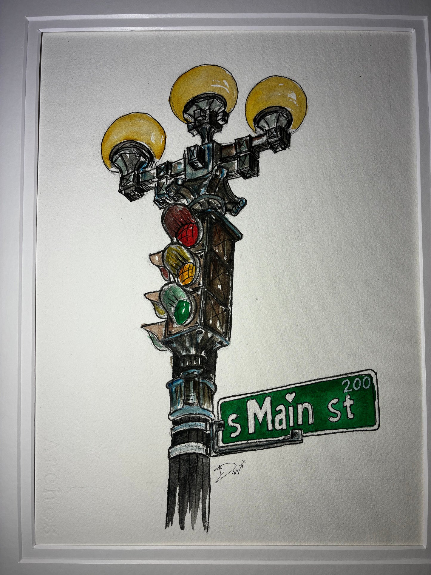 Vibrant Seattle Pioneer Square Stoplight Watercolor – 9x12 - Urban Muse & Sultry Hues