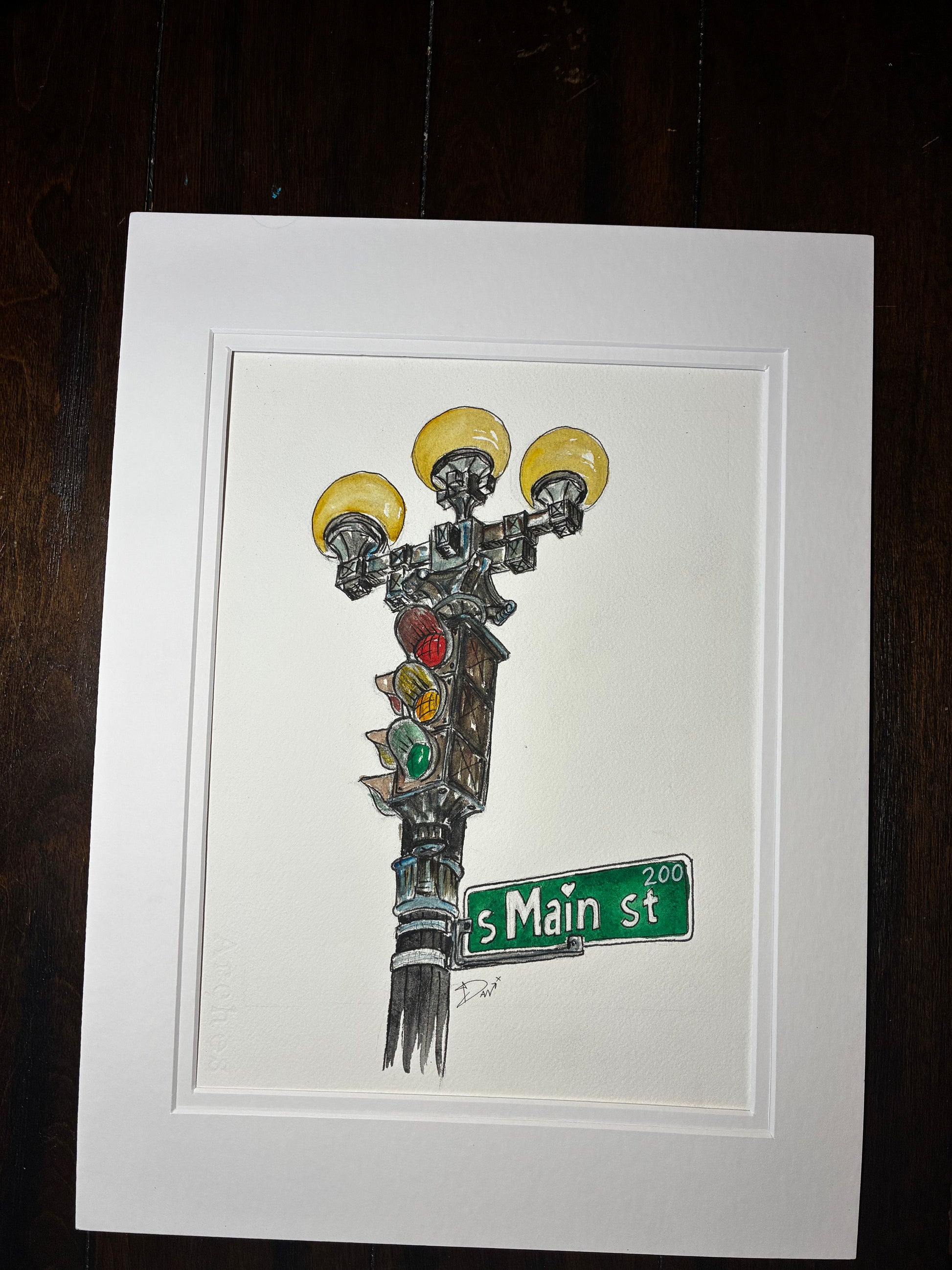 Vibrant Seattle Pioneer Square Stoplight Watercolor – 9x12 - Urban Muse & Sultry Hues