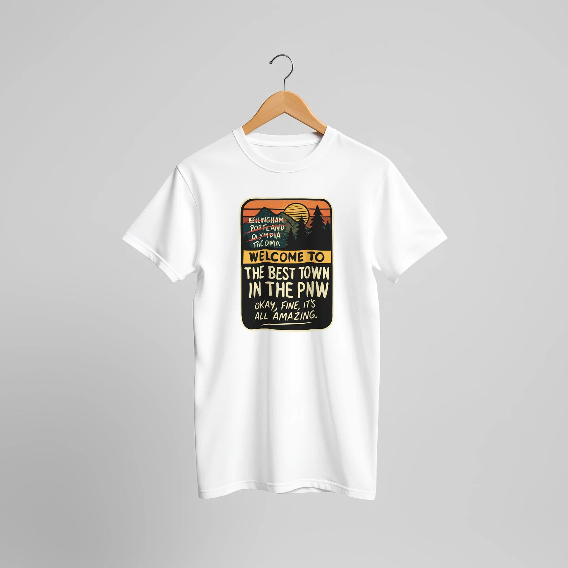 Welcome to the Best Town in the PNW: Funny Pacific Northwest Tee | Bella Canvas 3001 - Urban Muse & Sultry Hues