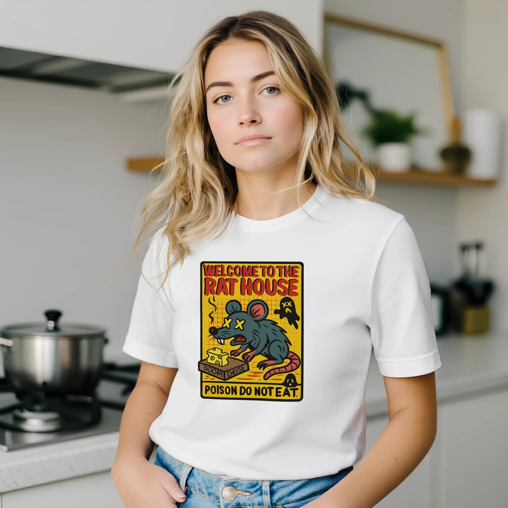 Welcome to the Rat House Doom Cheese Tee – Unisex Bella+Canvas 3001 - Urban Muse & Sultry Hues