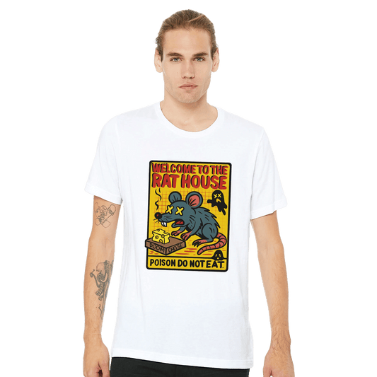 Welcome to the Rat House Doom Cheese Tee – Unisex Bella+Canvas 3001 - Urban Muse & Sultry Hues