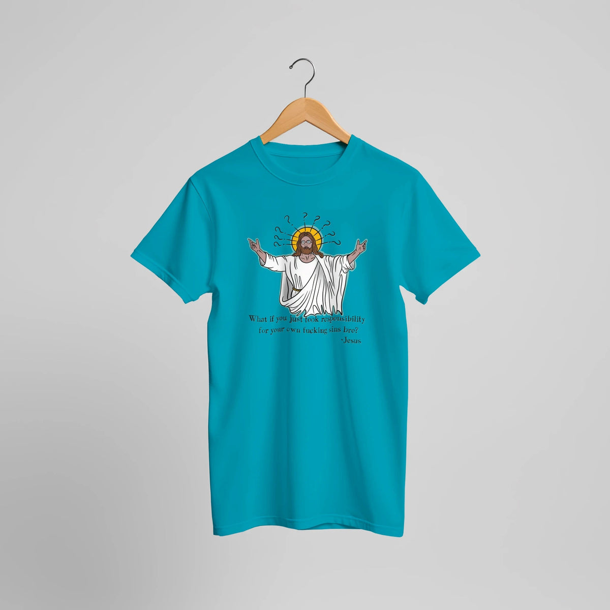 What If You Just Took Responsibility For Your Own Fucking Sins Bro? - Jesus Funny Meme Design Premium Unisex Crewneck T-shirt | Bella + Canvas 3001 - Urban Muse & Sultry Hues