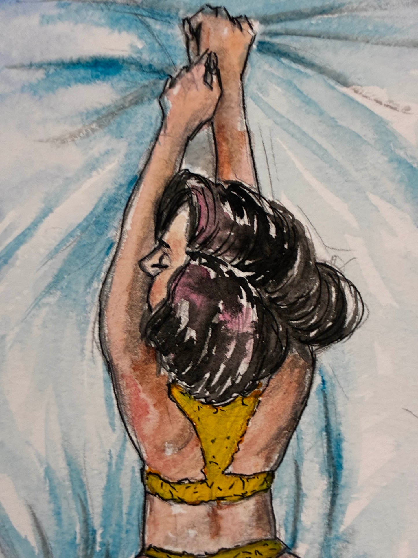 Yellow Lingerie Gripping Sheets Watercolor – 6x8 - Urban Muse & Sultry Hues